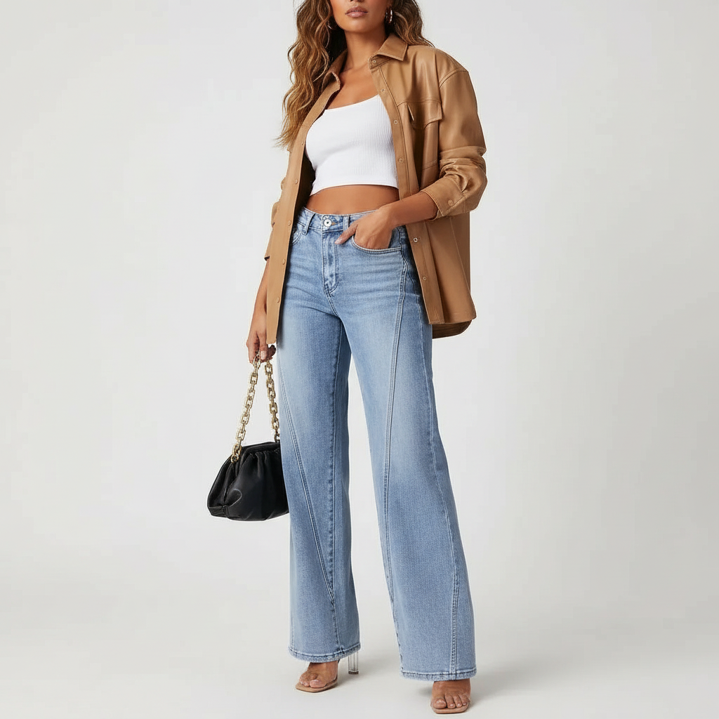 Wijde denim met hoge taille – Sevienne