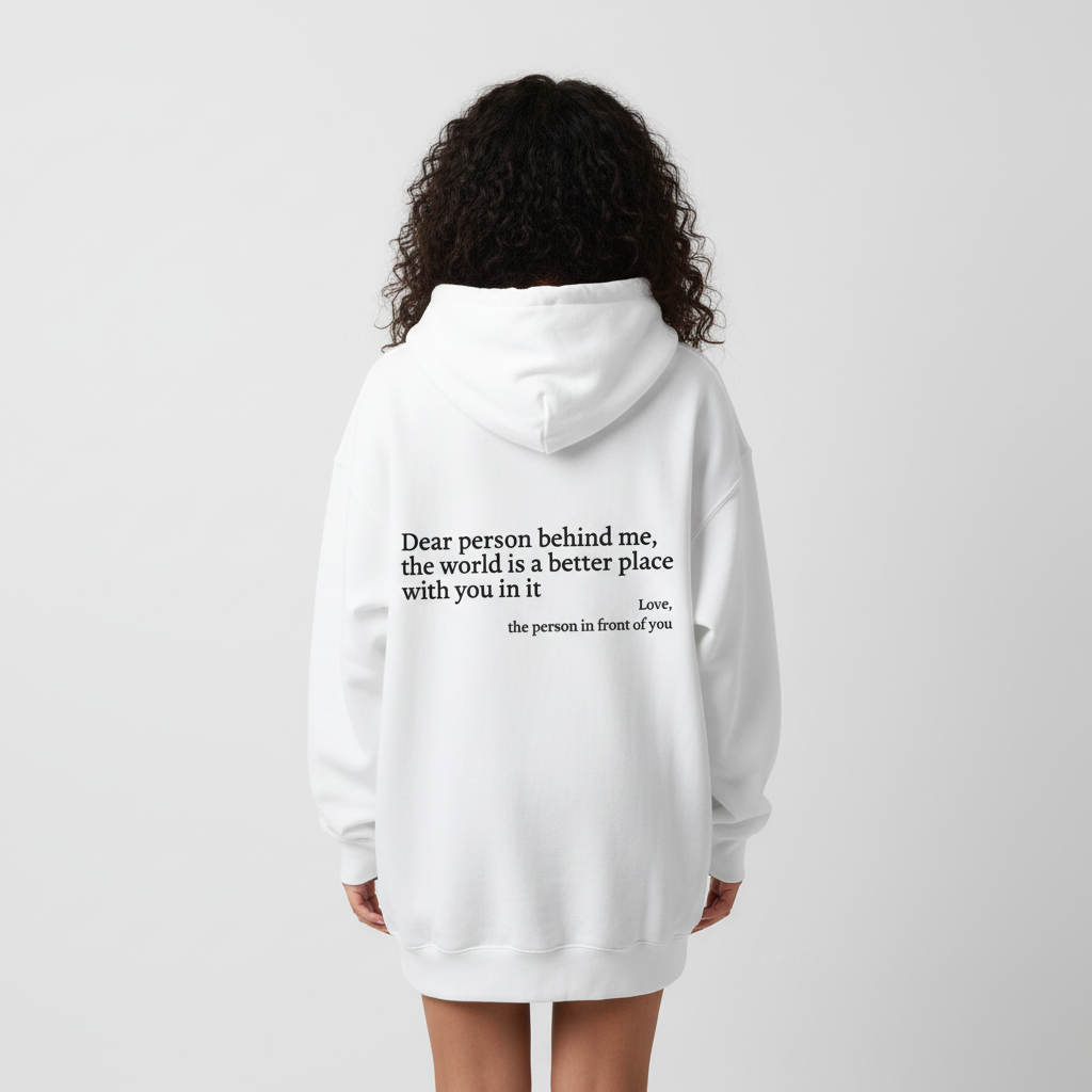 Witte oversized dames hoodie met tekst – Alina