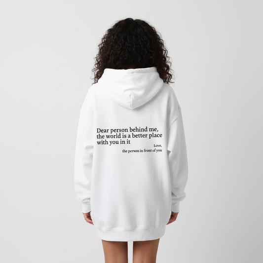 Witte oversized dames hoodie met tekst – Alina