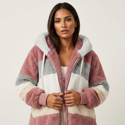 Zacht fluffy vest met capuchon voor dames - Farra