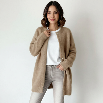 Zacht oversized dames vest met knoopsluiting – Aurélie