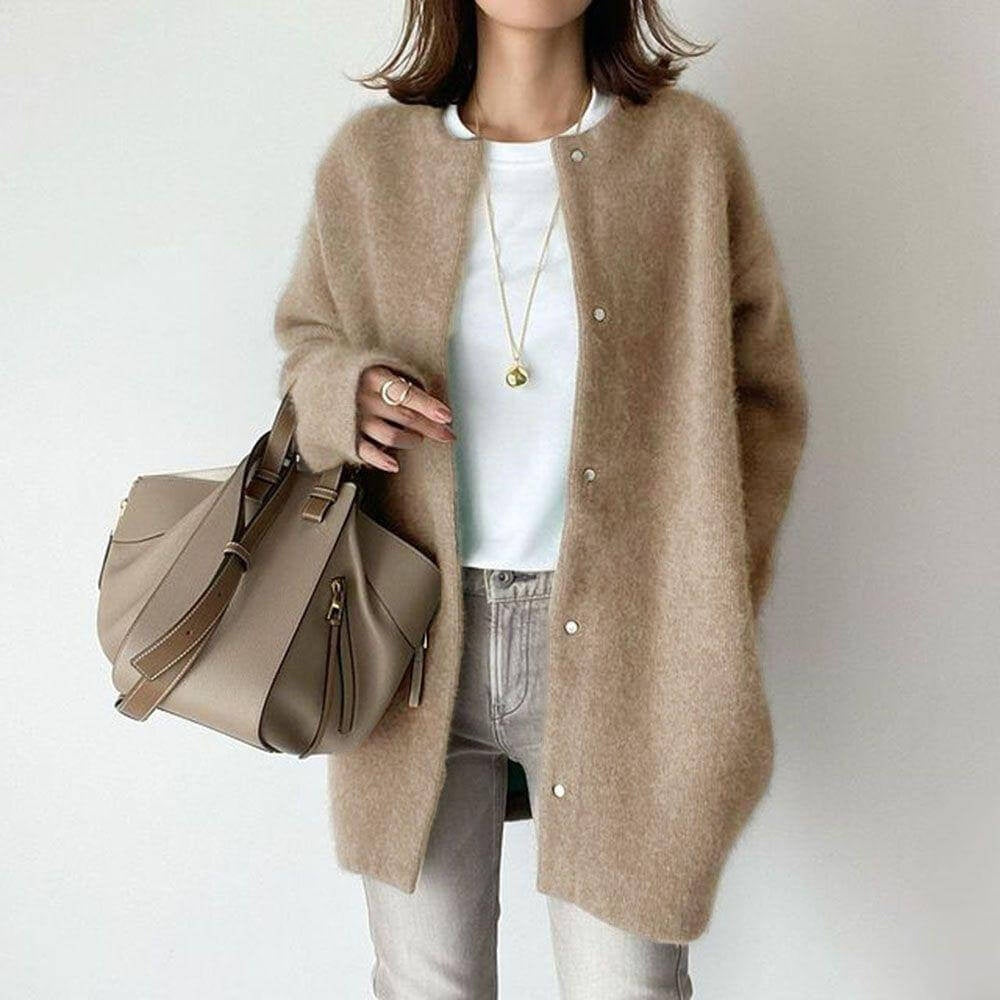 Zacht oversized dames vest met knoopsluiting – Aurélie