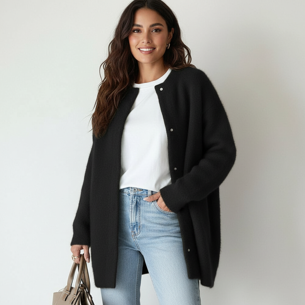 Zacht oversized dames vest met knoopsluiting – Aurélie