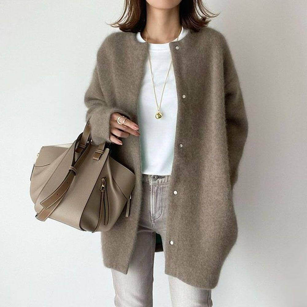 Zacht oversized dames vest met knoopsluiting – Aurélie