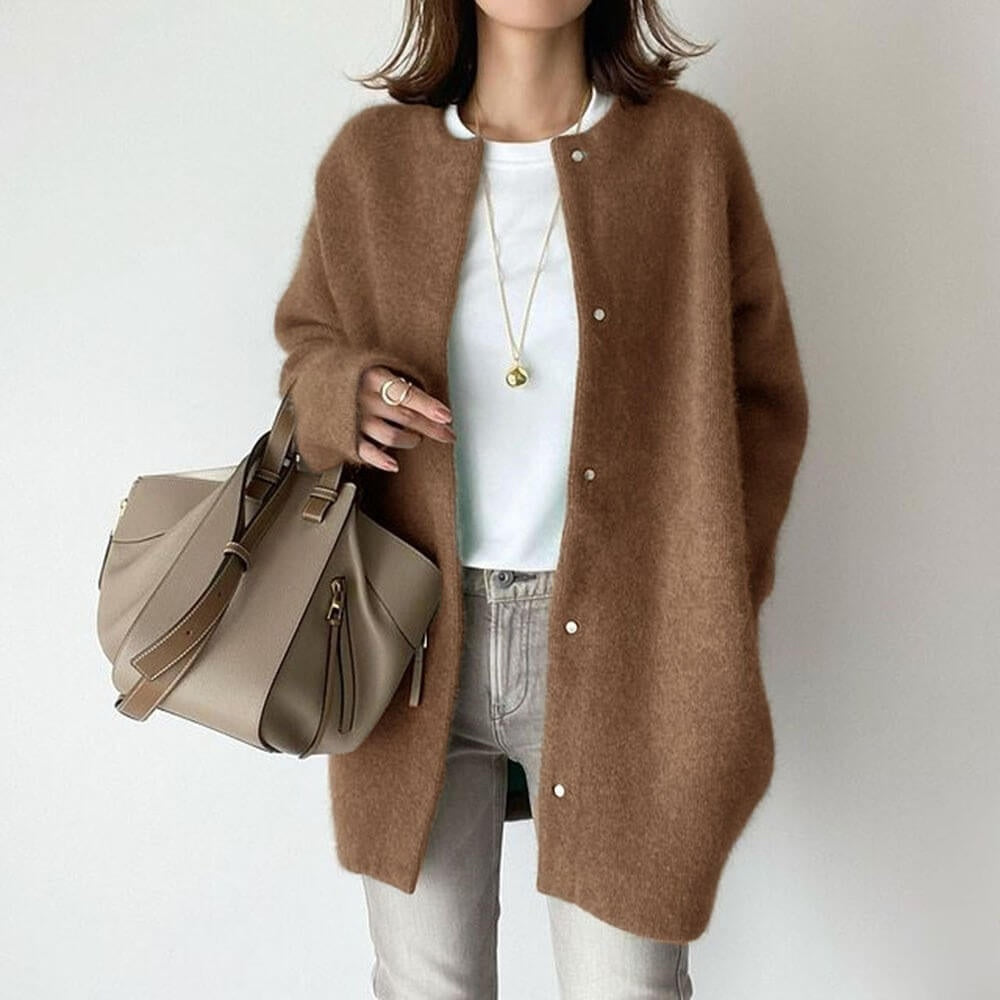 Zacht oversized dames vest met knoopsluiting – Aurélie