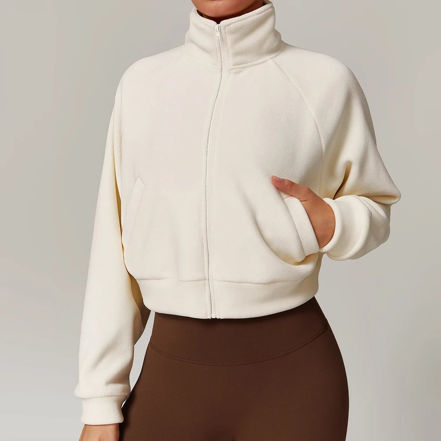 Zachte cropped fleece jas – Mila