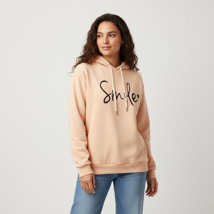 Zachte fleece dameshoodie met positieve print