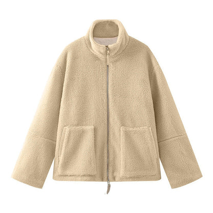 Zachte fleece dameswinterjas met warme voering