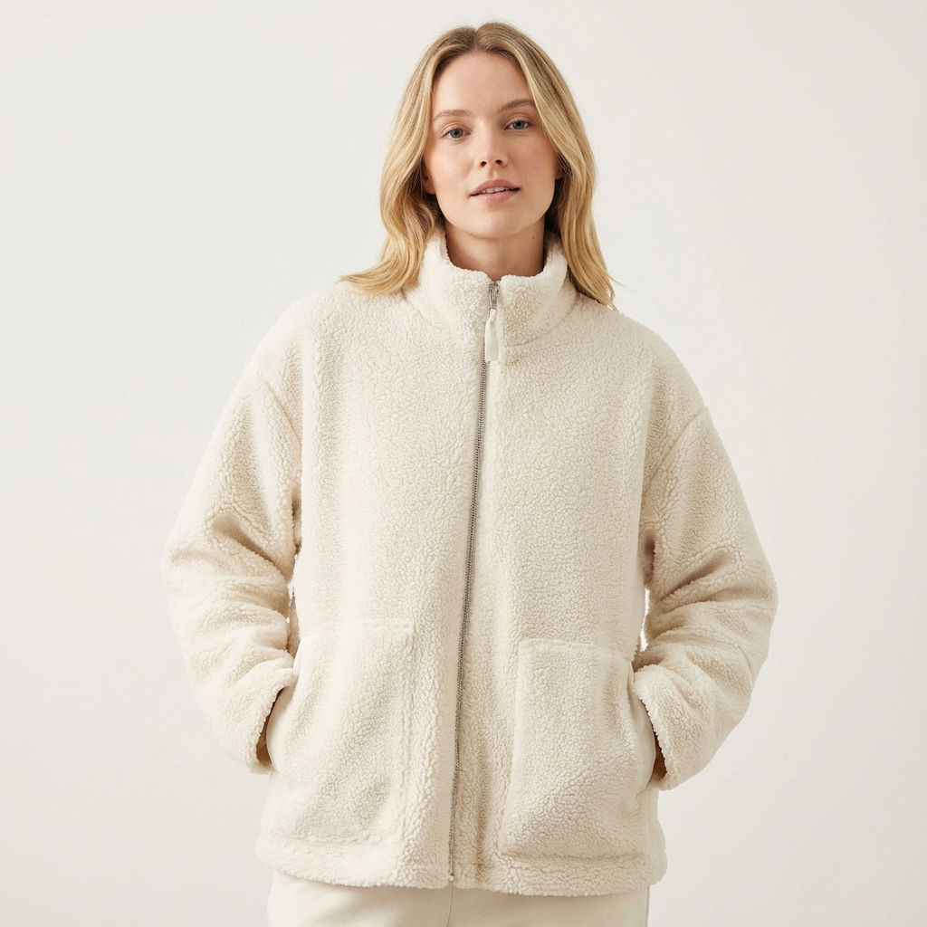 Zachte fleece dameswinterjas met warme voering