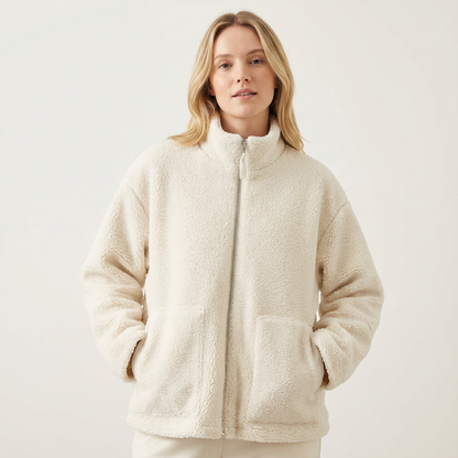 Zachte fleece dameswinterjas met warme voering