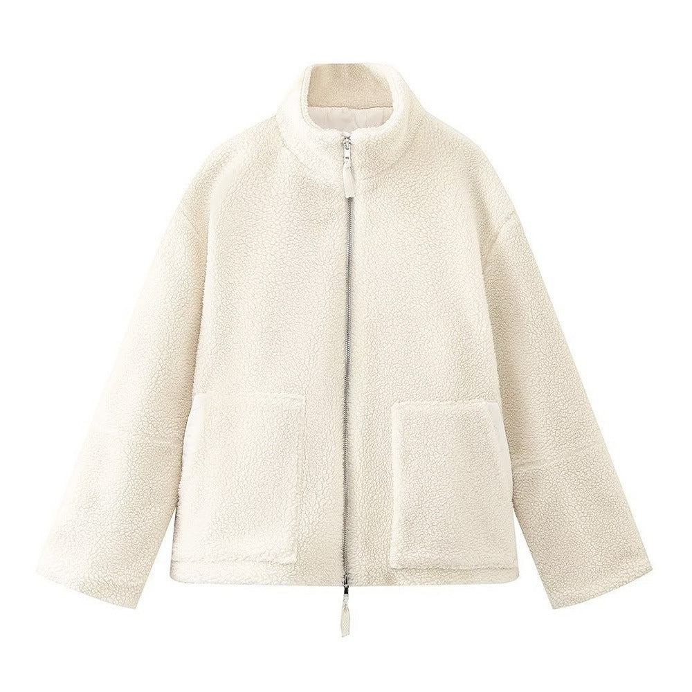 Zachte fleece dameswinterjas met warme voering