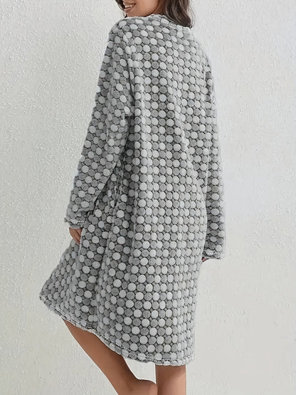 Zachte fleece huisjas met stippenprint – Livia