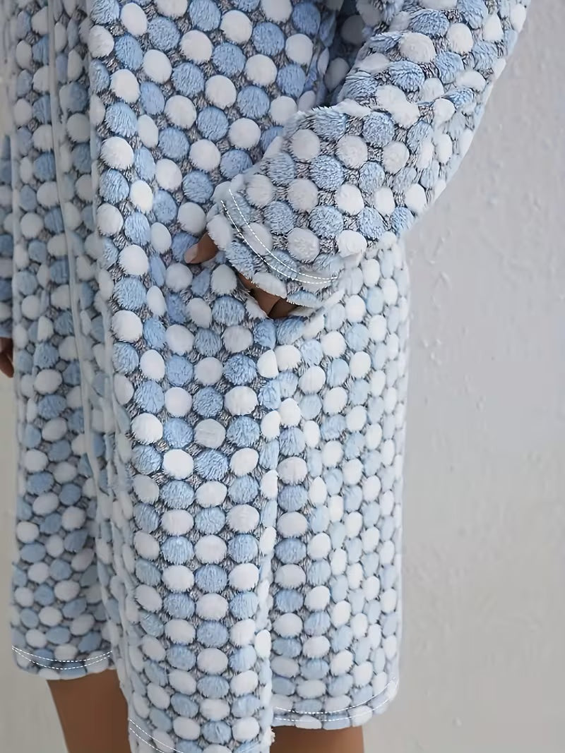 Zachte fleece huisjas met stippenprint – Livia