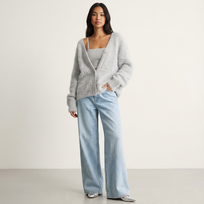Zachte gebreide dames cardigan met knoopsluiting