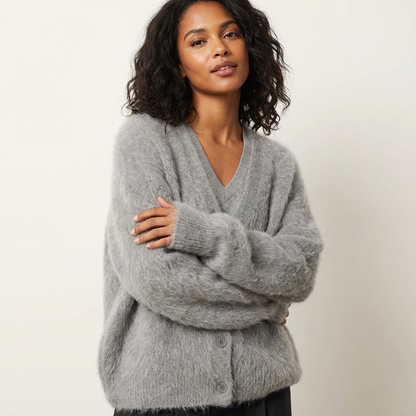 Zachte gebreide dames cardigan met knoopsluiting