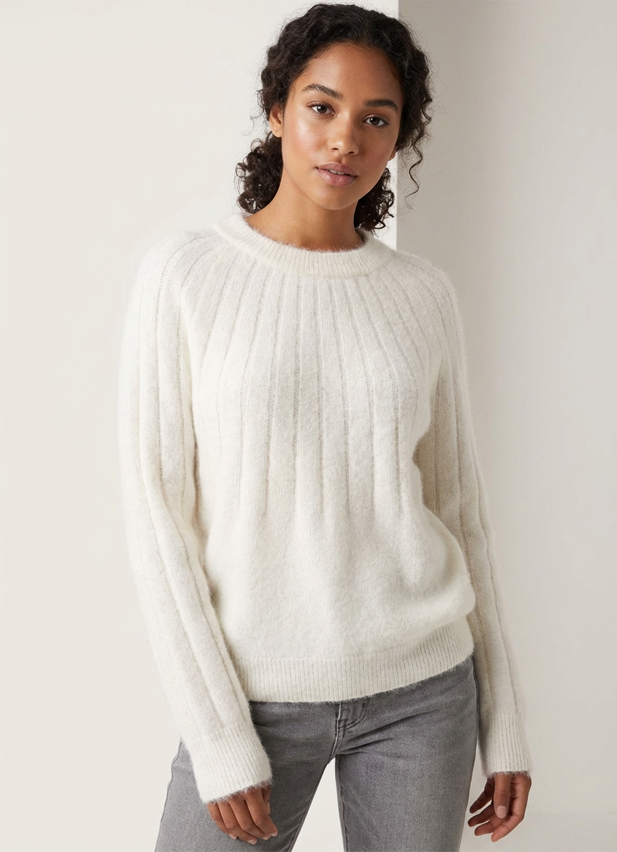 Zachte gebreide dames pullover met fluffy textuur