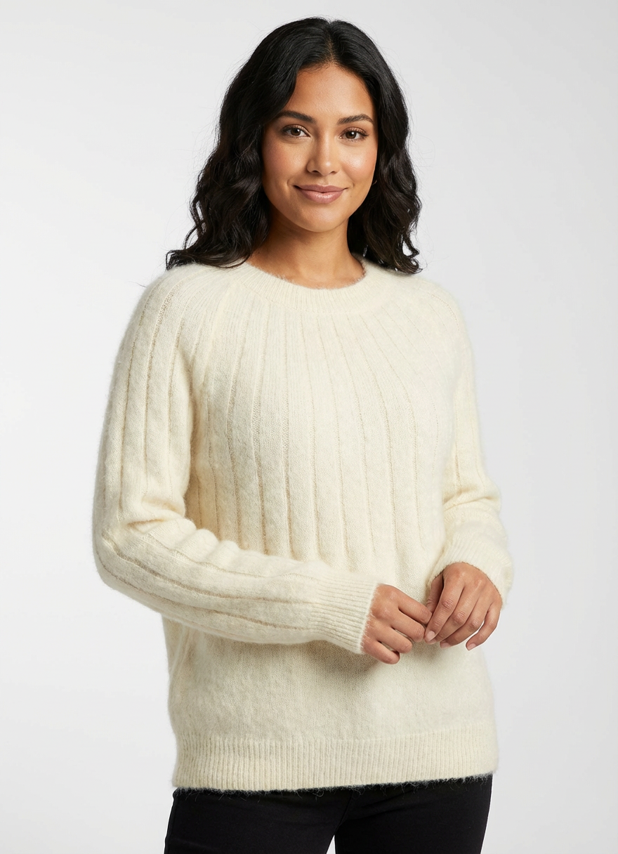 Zachte gebreide dames pullover met fluffy textuur