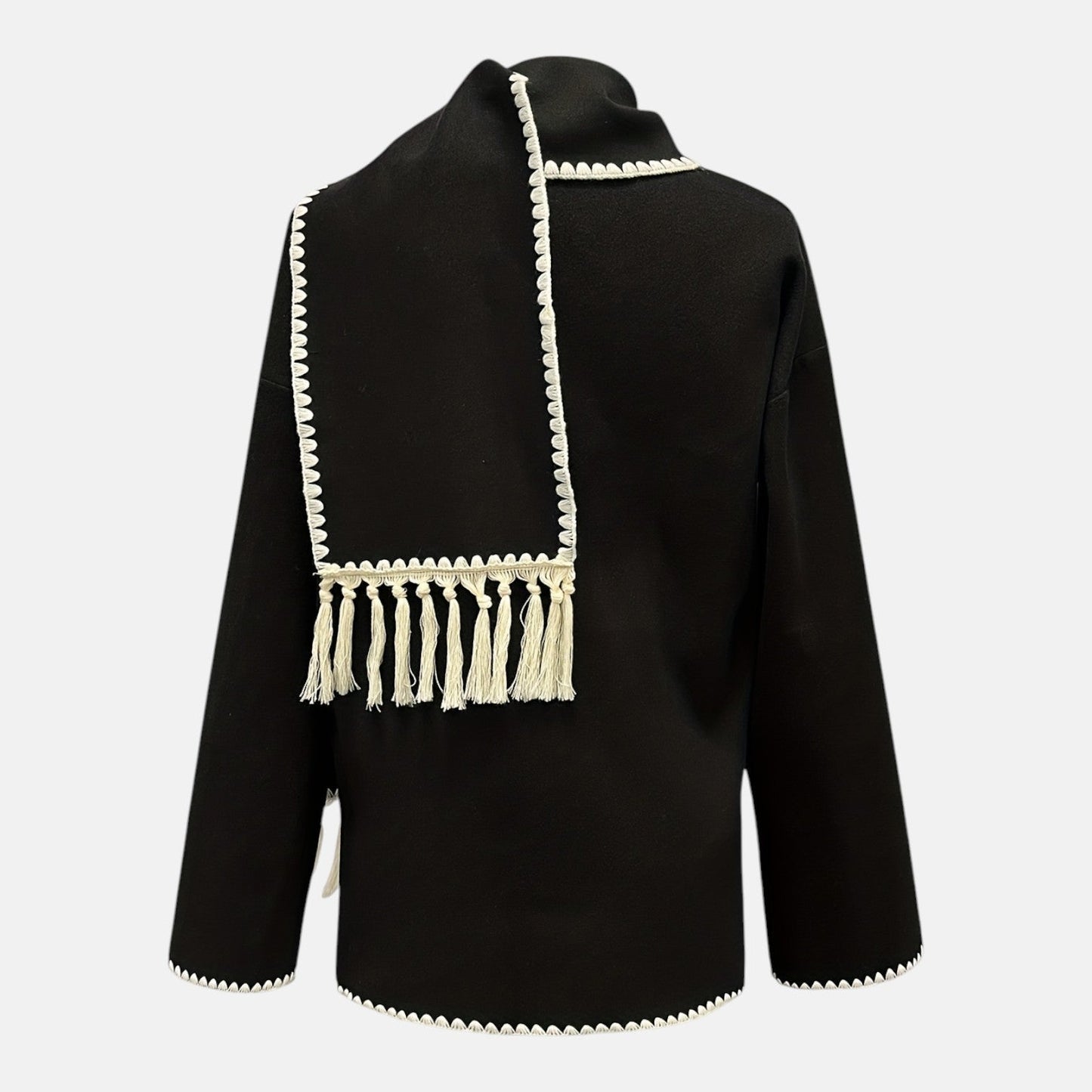Zachte gestructureerde winterjas met elegante sjaalkraag
