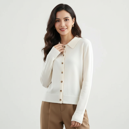 Zachte knit dames top met kraag – Grace