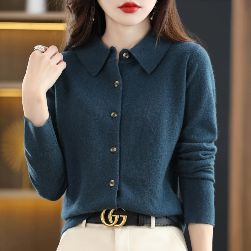 Zachte knit dames top met kraag – Grace