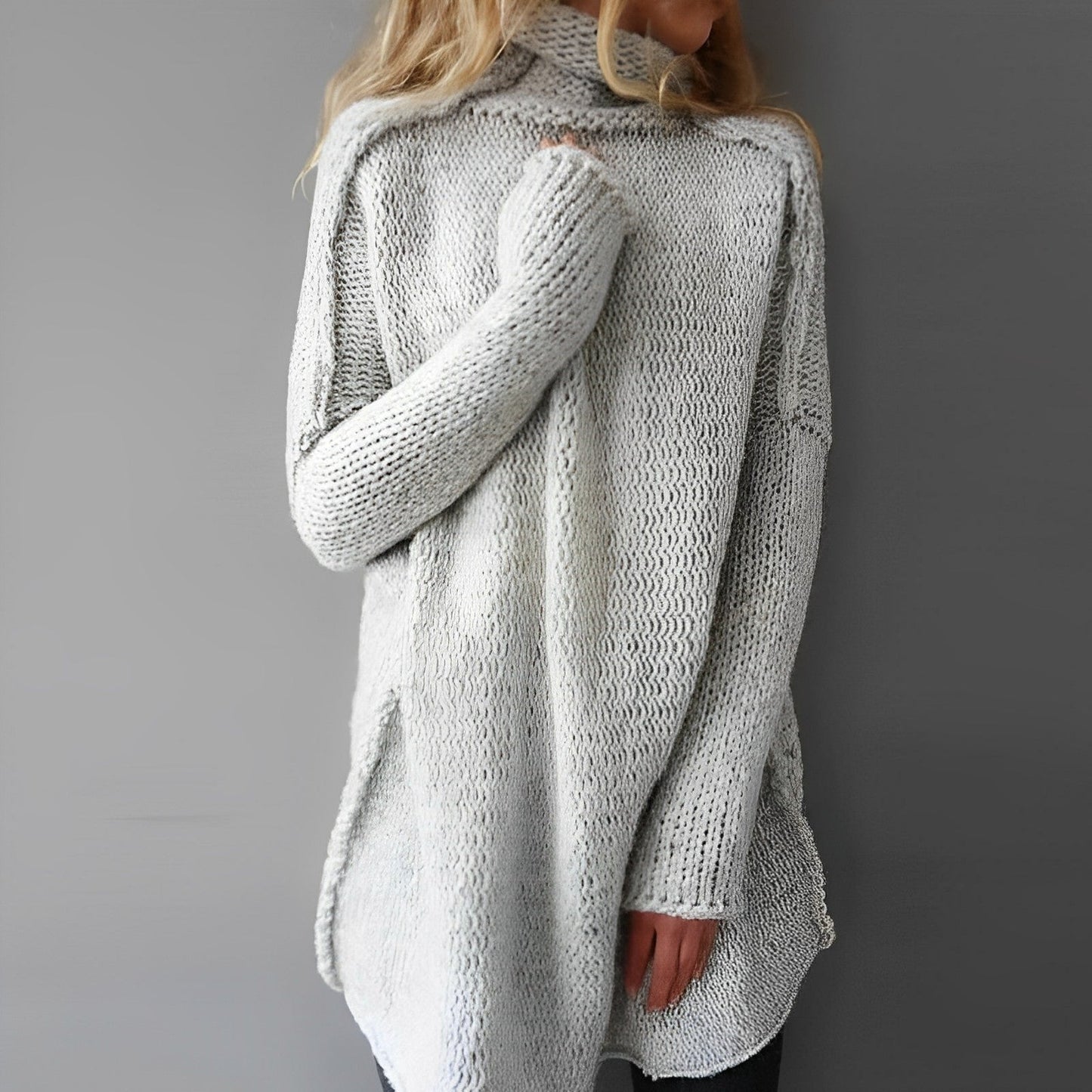 Zachte oversized dames grofgebreide coltrui