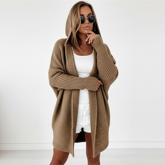 Zachte oversized damescardigan met capuchon