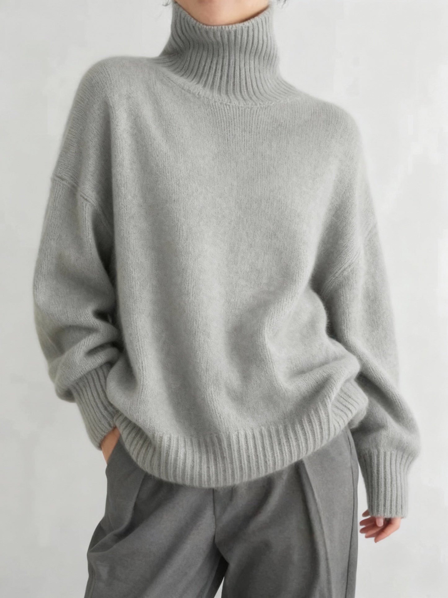 Zachte oversized damestrui met warme colkraag
