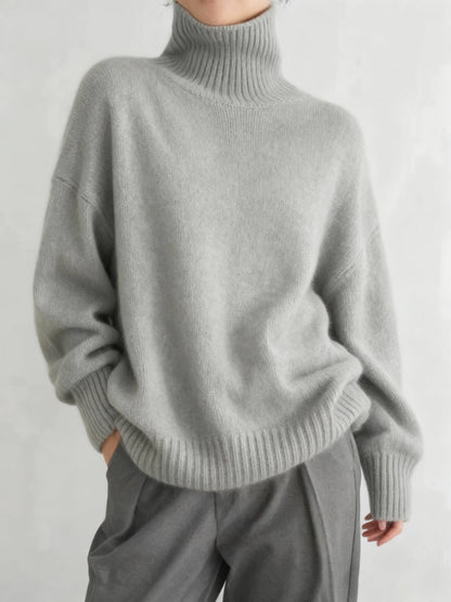 Zachte oversized damestrui met warme colkraag