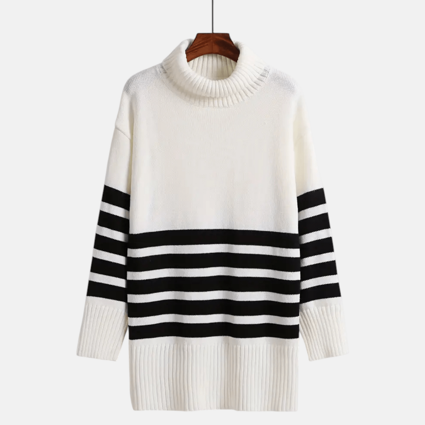 Zachte oversized gebreide trui met col en strepen