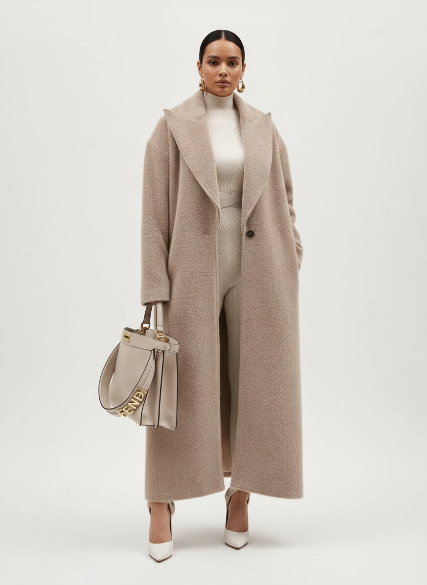 Zachte oversized lange jas