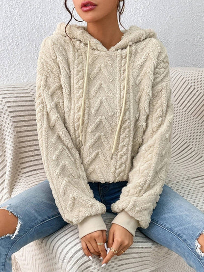 Zachte teddy dames hoodie met structuur – Elyse