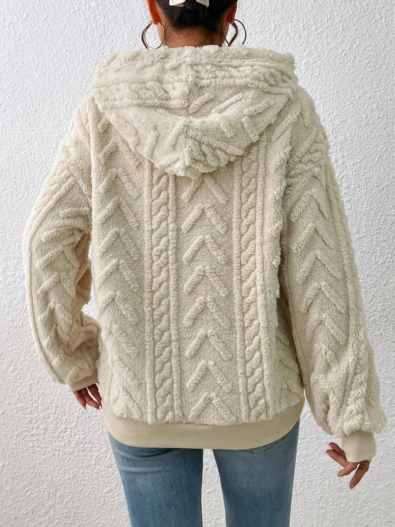 Zachte teddy dames hoodie met structuur – Elyse