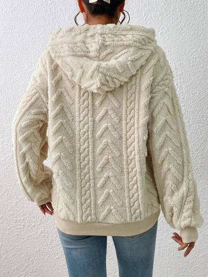 Zachte teddy dames hoodie met structuur – Elyse