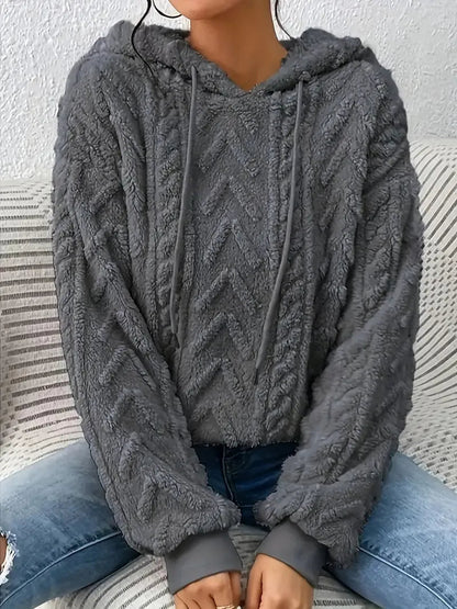 Zachte teddy dames hoodie met structuur – Elyse