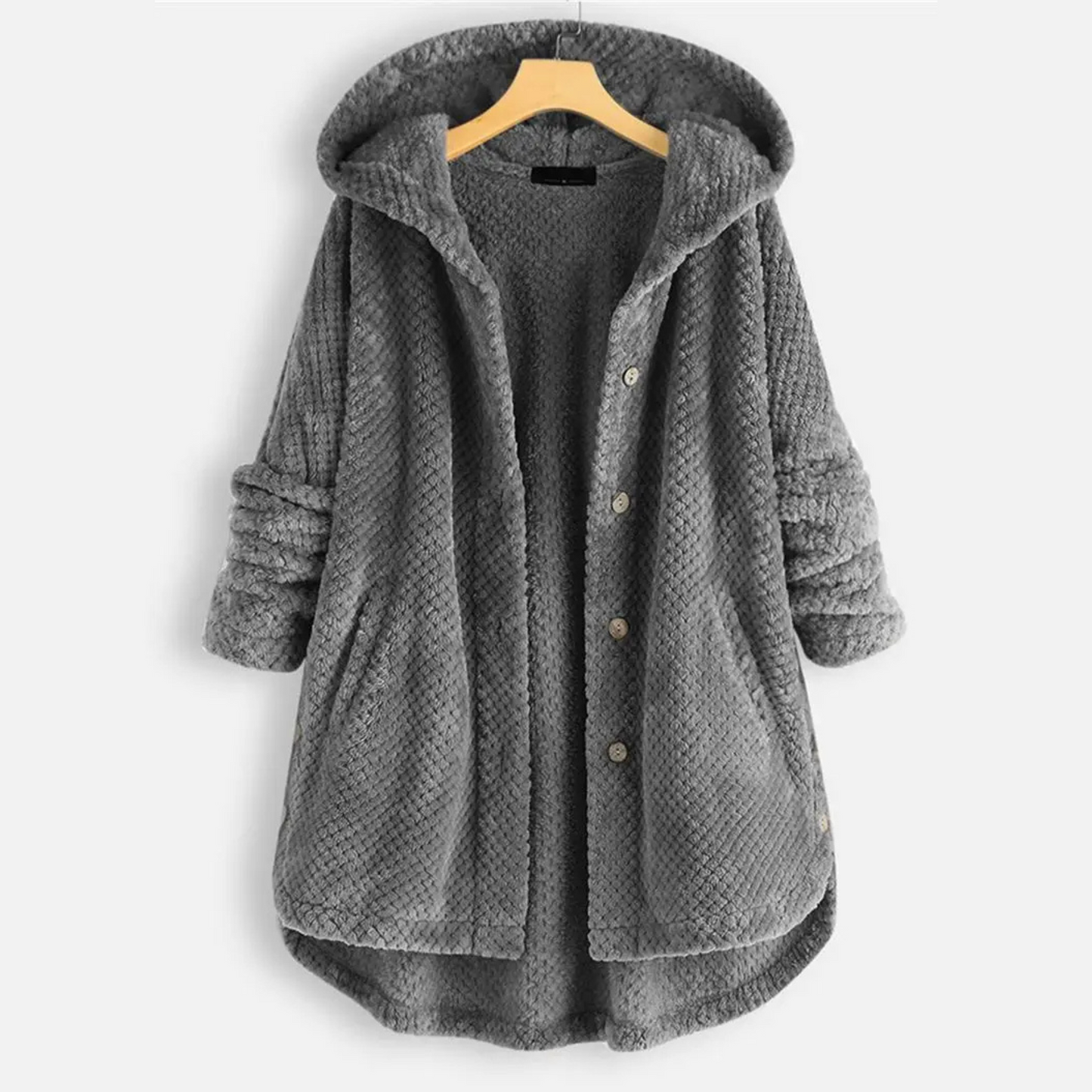 Zachte teddy fleece jas met capuchon dames – Selène