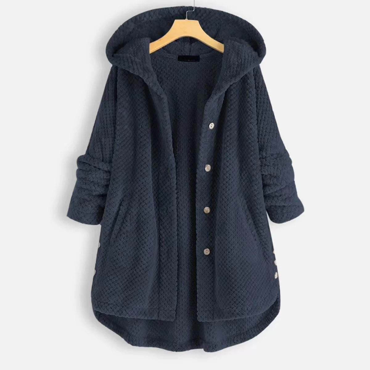 Zachte teddy fleece jas met capuchon dames – Selène