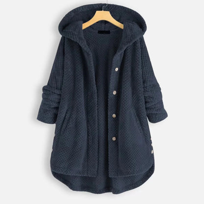 Zachte teddy fleece jas met capuchon dames – Selène