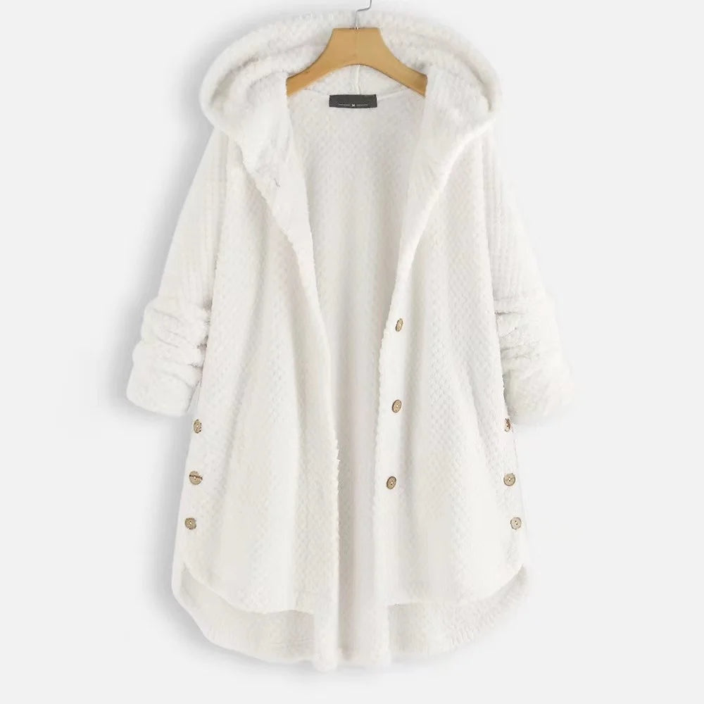 Zachte teddy fleece jas met capuchon dames – Selène