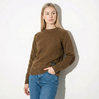 Zachte wollen wintertrui met verfijnde elleboogpatches