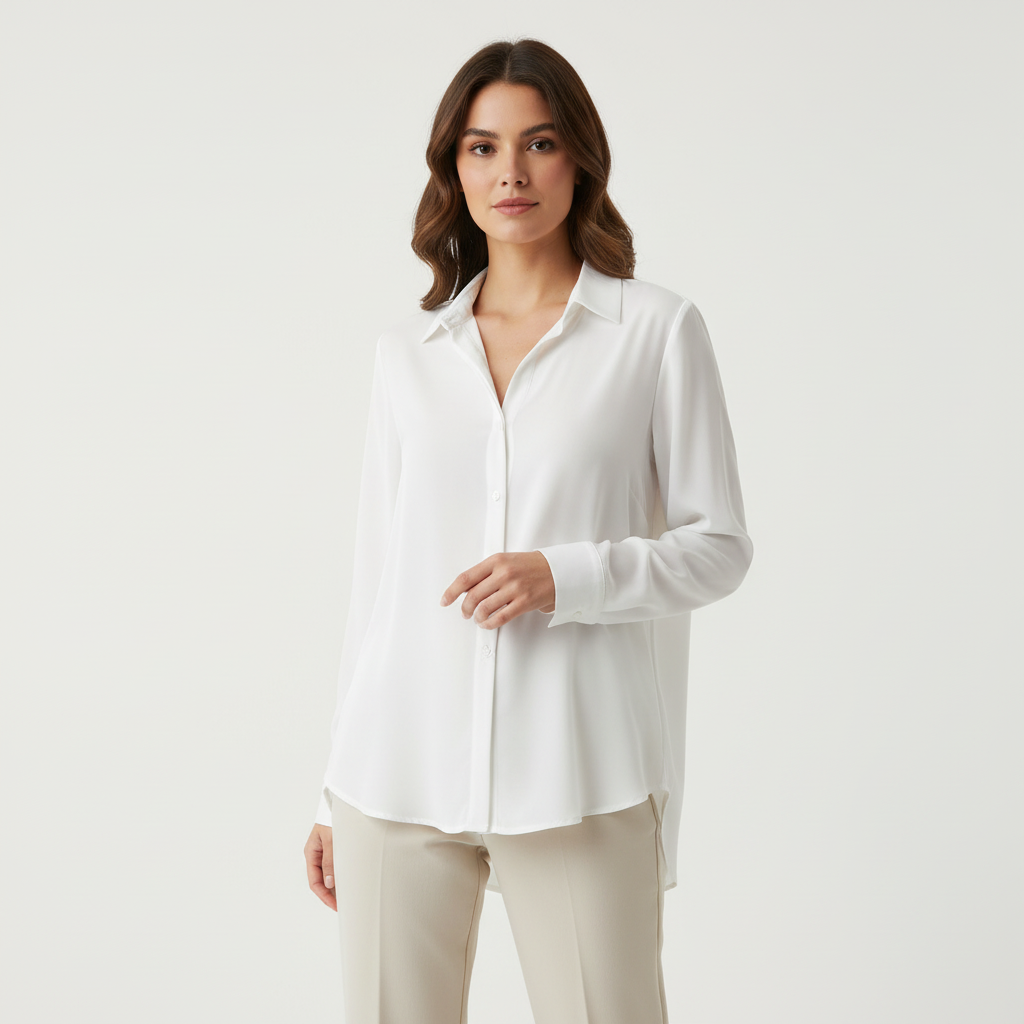 Zijdezachte damesblouse met elegante glans en losse pasvorm