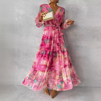 Ariana  Elegante Chiffon Maxi Dress met Bloemenprint