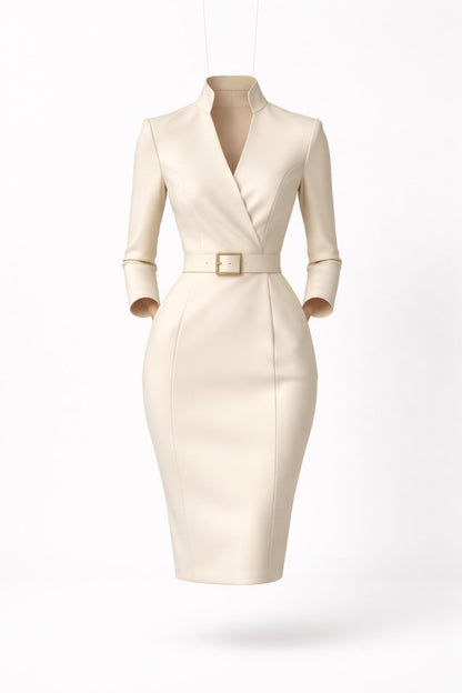 Jess Elegante Midi Jurk Met Ceintuur Dames