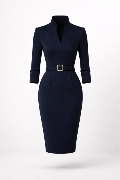 Jess Elegante Midi Jurk Met Ceintuur Dames