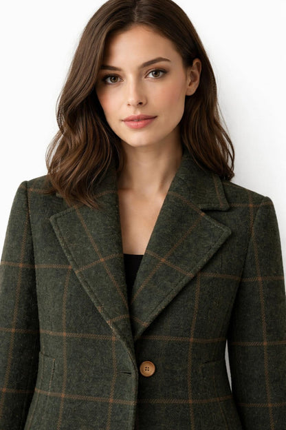 Elara Luxe Geruite Damesjas Groen