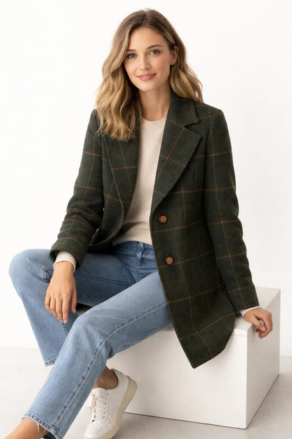 Elara Luxe Geruite Damesjas Groen