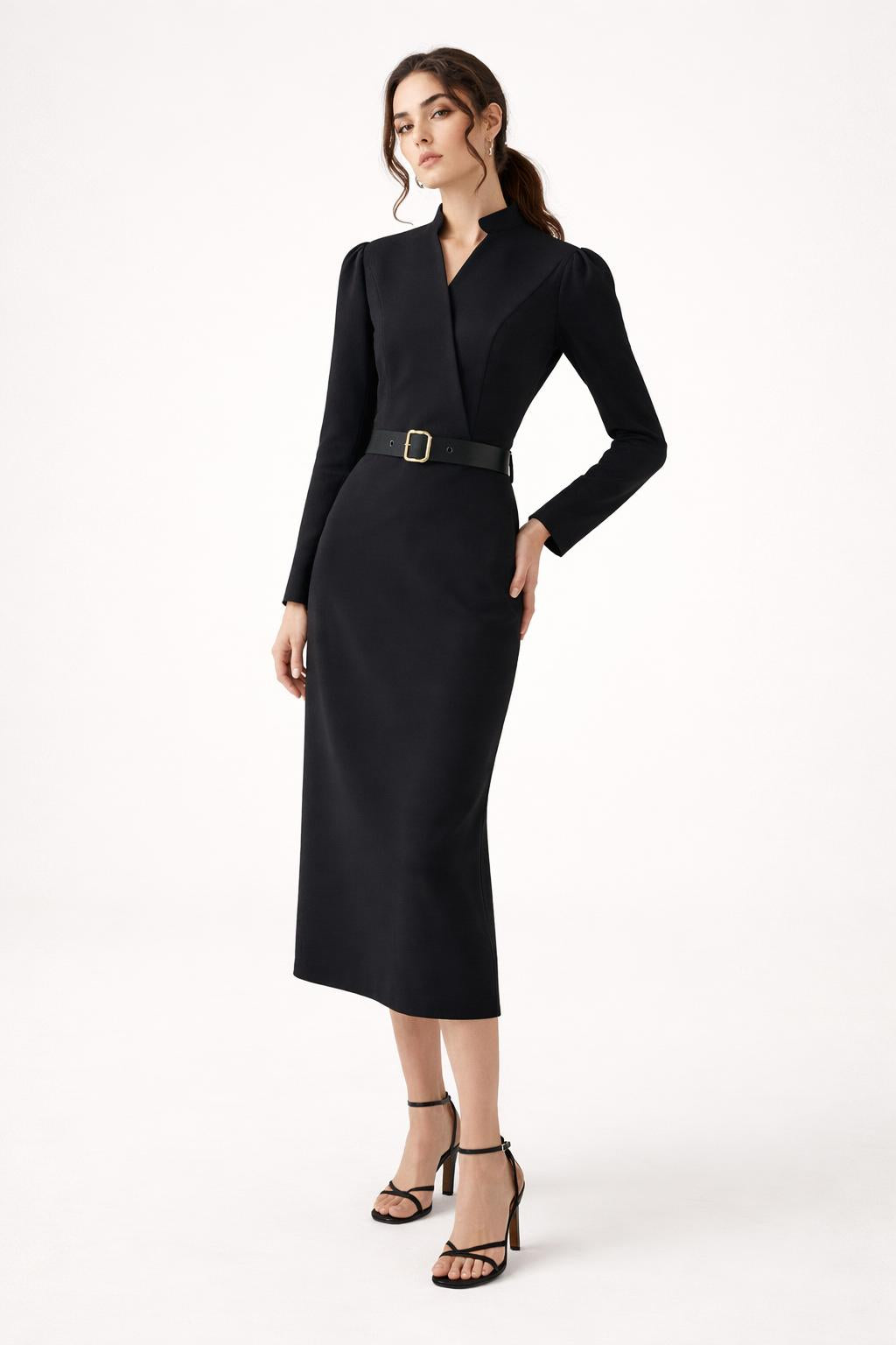 Jess Elegante Midi Jurk Met Ceintuur Dames