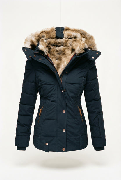 Aurelie lange parka dames met bontkraag en capuchon