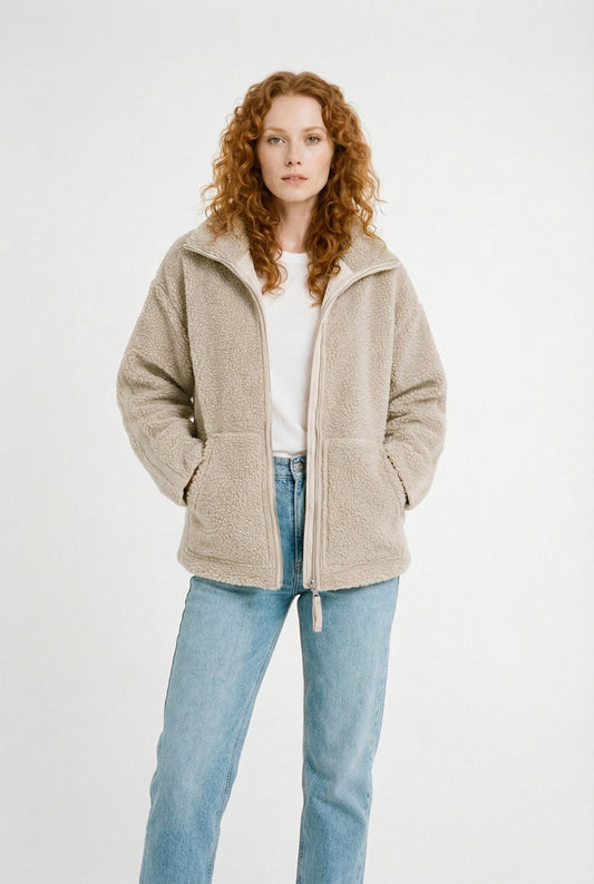 Ama Herfst Winter – Zachte Wolblend – Oversized Fleece Jacket
