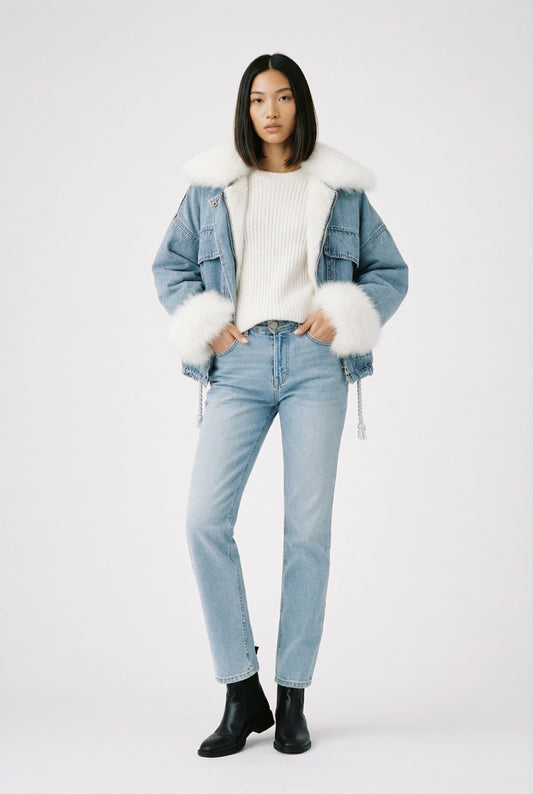 Lola Denim Jacket met Faux Fur Details
