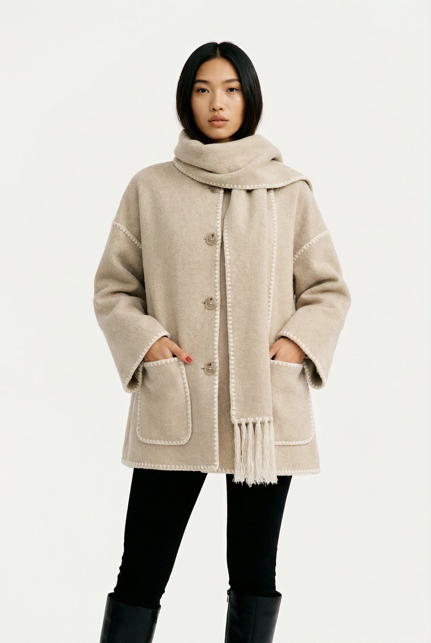 Rase Statement Trim Hooded Jacket
